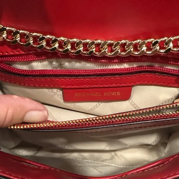 Michael Kors Red and Black Studded Crossbody Bag - Picture 8 of 8